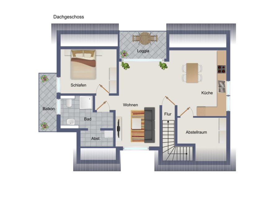 Moderne Dachgeschoss Wohnung - Photo 1