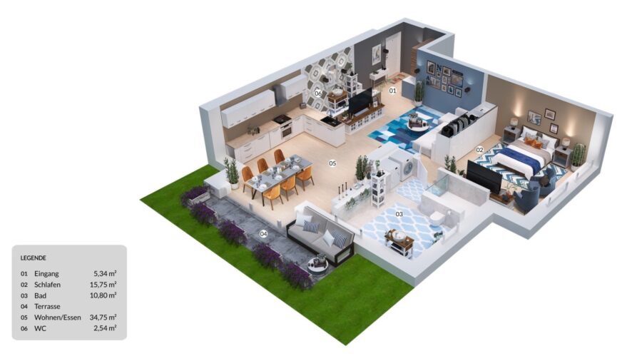 Moderne Erdgeschosswohnung mit Terrasse und nachhaltigem Energiekonzept - Foto 2